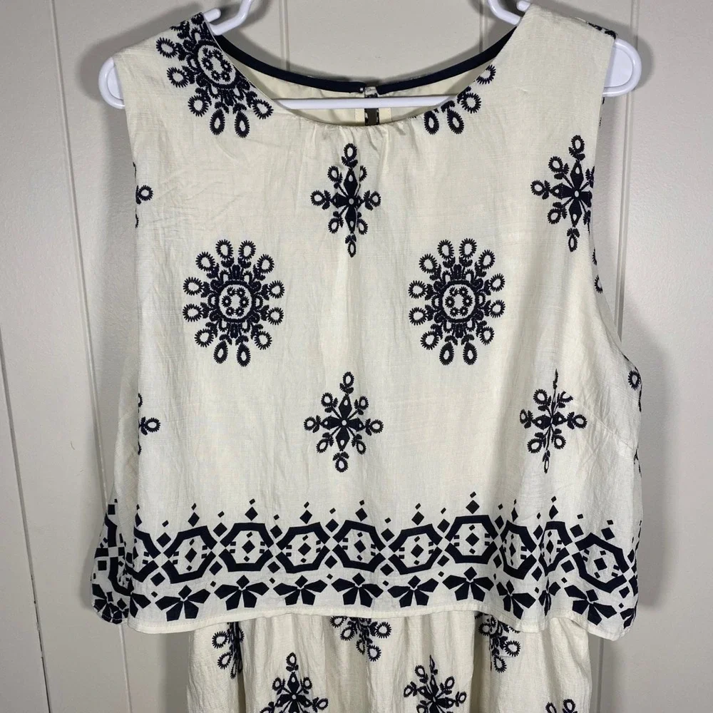 Umgee Cream Crepe Twofer Midi Dress Women's L Resort Travel‎ Vacation Sundress - Picture 3 of 12